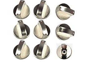 LOOPUNK 8 Boutons de Commande en Métal,Bouton de Commande Universel,outon Cuisinière à Gaz, boutons en métal argenté pour cuisinière à gaz,four ou plaques de cuisson