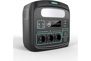 ADKL Tragbar Powerstation 1280Wh,LiFePO4 Batterie 400000mAh,1.5 Stunden Schnellladung,USB-C PD100W Ladeanschluss,1200W AC Steckdosen x 3,Tragbare Kraftwerk für Notstrom/Camping/Wohnmobile/zuhause