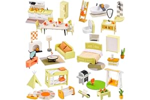 Giant bean Mobili per Casa delle Bambole, 85 Pezzi, Moderna Casa delle Bambole con 6 Camere, Accessori per Bambole, Giocattoli per Ragazzi, Ragazze e Bambini di 3 Anni e Più, Dollhouse