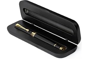 WORDSWORTH & BLACK Wordsworth and Black Rollerball Pen - Penna di lusso mozzafiato in bambù legno nero, finitura oro, ricaricabile, miglior set regalo per uomini & donne, ricarica d'inchiostro