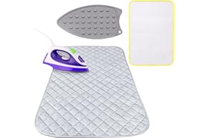 Zuxbolf Bügelmatte Magnetische Bügelunterlage Set 3-teilig Tragbar Hitzebeständig Bügeldecke für Tisch Bügeltuch Bügelauflage Anti Rutsch Unterlage Silikon Mini Bügeleisenablage Bügelkissen für Reise