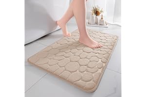 chakme Mata łazienkowa z pianki z pamięcią kształtu, dywanik prysznicowy, chłonny dywanik łazienkowy, mata prysznicowa, dekoracyjna, mata antypoślizgowa, do łazienki, salonu, 43 x 61 cm, beżowy