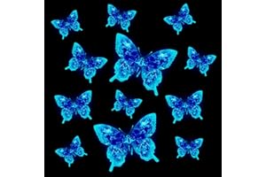 ZFSEYUH 12 Pcs Luminoso Pegatinas de Pared Fluorescentes Mariposas Pegatinas de Pared Pegatinas Fluorescentes Adhesivos Luminosos Infantiles Decoración Mariposas Luminoso Pegatinas de Pared(Azul)