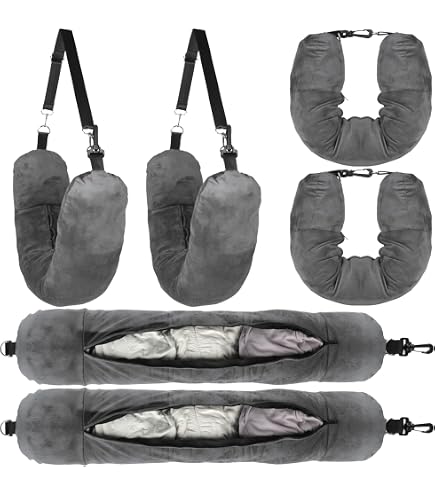 Oreiller De Voyage Remplissable - Coussin Nuque Ajustable - Pour Avion, Voiture, Bureau - Avec Sangle De Transport