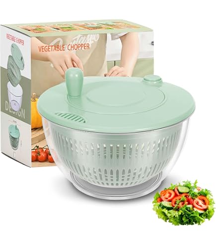 Centrifuga Per Insalata 3 In 1 Da 2,7 Litri Con Manovella 3D: Senza BPA, Colino E Ciotola Inclusi, Prodotta In UE!