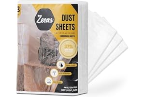 ZEEAS 3 Pack Large Dust Sheets for decorating & Painting | 3.6m x 2.7m x 0.6mil Plastic Dust Sheet for Furniture & Floor Protection - Disposable Waterproof Polythene Sheets for Paint Heavy duty