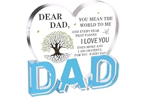 GRELAE Dad Gifts, Gifts for Dad - Acrylic Heart Plaque 3.9 × 3.7 × 0.4inch, Dad Birthday Gifts from Daughter, Son, Fathers Day, Birthday, Christmas Gifts for Dad, New Dad, Stepfather, Best Dad Gifts