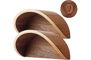 yunmanqiji Cowboy Hat Rack for Wall,2 Pack Wooden Hat Holder,with Satin Finish Hat Hooks,Non-Damage Brim Design Can Keeps Original Shape of Hat, for Western Hat Organizer (Walnut Wood)