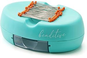Beaditive Cojín magnético con cajón - Soporte magnético Potente para alfileres de Coser - 50 alfileres de Cabeza de Cristal incluidos - Cesta Chic para alfileres de Coser, Clips de Clip, Tornillos -
