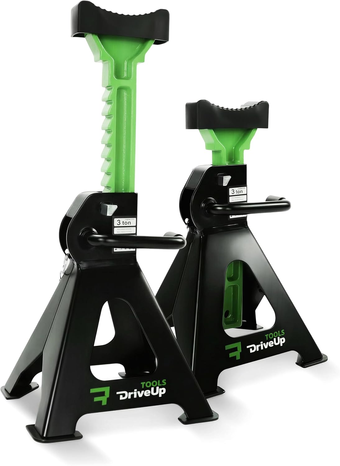 DRIVEUPTOOLS Axle Stands 3 Tons with Rubber Pad | Stabilizing Jack Stands Pack of 2 | Lifting Height 11.6-16.7 Inches | Car Lift | Heavy-Duty Car Stands 3 Tons (6,600 lbs) | Durable Axle Stands (x2)