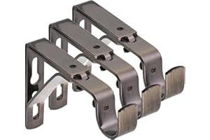 Lister Cartwright 19mm Curtain Pole Brackets with Adjustable Screws Metal Finish (Pack of 3) -Antique Brass (Extendable Bracket)
