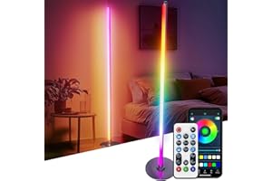LPDISPLAY Smart LED Floor Lamp, Modern Led Floor Lamp with Remote, Voice & App Control, Music Sync, 16 Million Color Changing, Mood Lighting Smart RGB Corner Floor Lamps for Living Room Bedroom Gaming Room