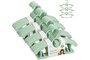Anstore Grucce per bambini, Grucce Antiscivolo Bambino Plastica, Appendini impilabili, per risparmiare spazio per unisex bambino Set di 20, verde