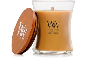 YANKEE CANDLE WoodWick Scented Candle with Crackling Wick | Golden Bourbon Medium Hourglass Candle | Long Burning Candles: Up to 60 Hours | Perfect Gifts for Women