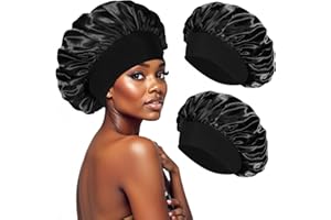 PAEFIU Bonnet Satin Cheveux Nuit, Bonnet Soie Cheveux Nuit Élastique pour Le Soin des Cheveux