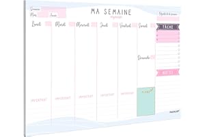 PACKLIST® Planning Semaine A4 - Planificateur Hebdomadaire & Agenda Semainier Français. Weekly Planner Bloc Notes To Do List. Design pour S'organiser Facilement!