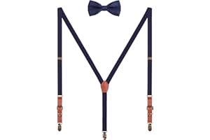 WANYING 2cm Bretelles Nœud Papillon Set pour Femme Homme Retro Y-forme 3 Bronze Clips Bretelles élastique regolabile pour Grandeur 140-190cm