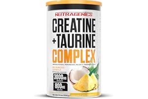 NUTRAGENICS Creatine Monohydrate Poudre - Creatine + Taurine - 500 g - Monohydrate de creatine micronisee - Poudre de creatine sans saveur - creatine monohydrate - creatine poudre - créatine (Ananas coco)