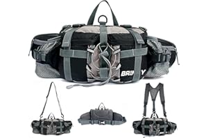 Brinny Riñonera Impermeable con múltiples Bolsillos, Multifunción, para Exteriores, Correr, Caminar, Acampar, Senderismo, Trekking