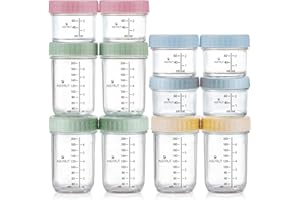 ACEPRUT ACE PRODUCT ACEPRUT 12 Stück Glas Babybrei Einfrieren Behälter, Beikost Baby Zubehör, Babynahrung Aufbewahrung, Auslaufsicher, BPA-frei, Mikrowelle, Geschirrspüler & Gefrierschrank sicher