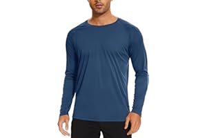 TACVASEN T Shirt Anti UV Homme Manche Longue Haut de Sport à Séchage Rapide Tops d'extérieur en Col Rond