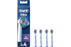 Oral-B Pro 3D White Electric Toothbrush Head, X-Shaped Bristles and Unique Polishing Cup for Teeth Whitening and to Remove Surface Stains, Pack of 4 Toothbrush Heads, White
