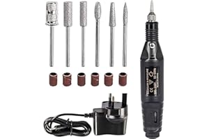 ORCOW Electric Nail File for Thick Toe Nails, Adjustable Speed Electric Nail Drill Portable Nail Drill for Gel Nails with 6 Drill Bits Sanding Bands Beginner