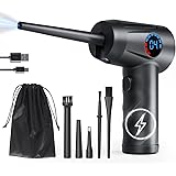 Compressed Air Duster, Salati Electric Air Duster Cleaner with LCD Display, 4 Speed to 60000 RPM, Rechargeable 6000mAH Batter