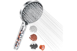 YEAUPE PRO YEAUPR PRO 130 mm duża głowica prysznicowa z filtrem wysokociśnieniowym, 6 trybów, mocny przepływ do twardej wody pod niskim ciśnieniem, zmiękczacz wody, głowica prysznicowa poprawia włosy skóry do