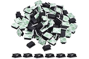 HICARER 100 Piezas de Clip de Cable Adhesivo Organizador de Cables Soporte de Fijación de Alambre Cuerda (13 x 10 mm, Negro)