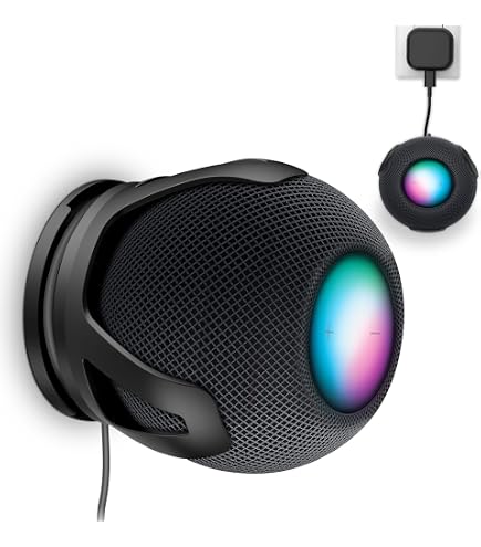 Support Mural Pour HomePod Mini - Avec Gestion De Câble, Adhésif 3M Ou Vis - Blanc, Design Creux Pour Son Optimisé