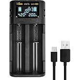 I-Gen Batteries Lii-400 Akıllı Li-ion Pil Şarj Cihazı, Type-C Girişli, LCD Ekranlı, 2 Slot Şarj, Li-ion & Ni-MH Uyumlu (18650