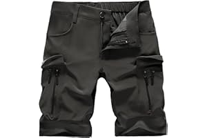 Hiauspor Wanderhose Herren Kurz MTB Hose Leichte Schnelltrocknend Cargo Bermuda Chino mit 5 Taschen Männer Wandershorts Outdoor Trekking Shorts Sommer Stretch Mountainbike,Arbeit,Sport