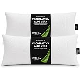 OMBRA COMFORT Memory Foam Pillow 70 cm Pack 2 |Aloe Vera, Medium Firmness | Ergonomic neck support &middot; Anti-mite, antibacterial