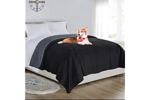 SOFTAN Waterproof Blanket Cover 178x230CM für Baby, Erwachsene, Hunde, Katzen oder andere Haustiere, 3-lagiger Schutz und 100% auslaufsichere Decke für Bett, Couch, leicht zu reinigen, Charcoal & Light Grey