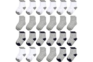 TRAMLE Toddler Boys Socks 24 Pairs Soft Breathable Kids Trainer Sports School Baby Socks for Children 1-14 Years