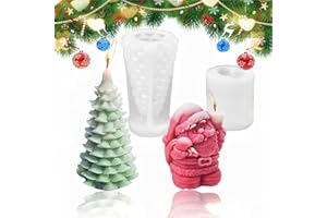 wynott 2PCS Christmas Candle Moulds Xmas Silicone Candle Mould 3D Christmas Tree Candle Mold Christmas Santa Claus Mould Soap Making Molds Aromatherapy Plaster Mold for Candle Fondant Cake Chocolate