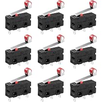 2 Stück Mikrotaster 3 Pins 250V 5A, 2 Stellungen EIN/EIN Endschalter mit Roller Hebel Arm