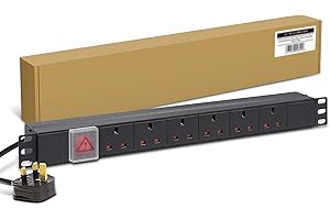 Dynamode 6 Way Horizontal 13a Switched Power Distribution Unit (PDU) Multi Plug Power Strip Electric Charging Station. Made Of Aluminum Alloy With Plug Rackmount, 1.8M Cable for Home, Office and Industrrial Use