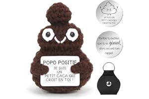 SPRINLOT Popo Positive, Caca Positive en français, Peluche Poupées de Caca avec Carte Positive, Mini Motivantes Tricotée Caca, Rigolo Créatifs Peluche Cadeaux pour Famille Homme Femme Enfant Couple Collegue