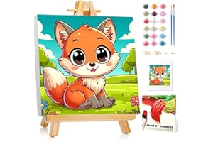 MAFENR ART Animaux Peinture Numero Enfant Avec Cadre, Animaux Kits de Peinture au Numéro, Peinture par Pour la Décoration de la Maison 20x20 cm, Avec Chevalet