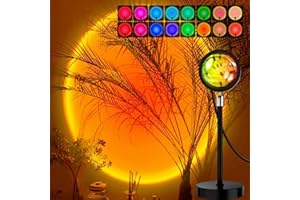 Blarie Sunset Lamp 16 Colores en 1, App + Mando Control Remoto, Rotación 360º, Lampara LED RGB Puesta de Sol Rainbow Lamp Luz Ambiente Dormitorio Luces Atardecer