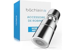 Bächlein Embout de robinet universel chromé avec deux types de jet – Aérateur rotatif pour robinets de cuisine