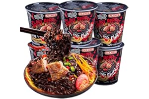 WASAILUO Hot & Spicy Ghost Pepper Noodles, Spicy Hot Ramen, Instant Noodles, Quick Noodles, Dry Mixed Noodles, Super Spicy Packaging Black Noodle (3 Pack)
