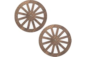 KeaJuidy 2 Stück Wagenrad aus Holz 30cm Dekoratives Wagon Rad Rustikales Dekoration drehen wagenrad Hängende dekorative Räder für Garten, Garage