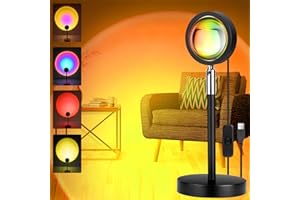 DAMAHOU Sunset Lamp, [4 in1] 10W Sunset Light for Home Decor,360° Rotation Projection Romantic Visual Mood USB Sunset Projector for Photography Vlog Background Party and Festival Gift-4 Colors