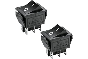 Heschen Vippströmbrytare (på/av) momentan DPDT 6 terminaler 16 A 250VAC svart 2-pack