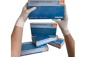 ARNOMED Nitril rękawiczki jednorazowe, rozm. L, białe, nie zawierają lateksu, 100 szt./pudełko, rękawiczki jednorazowe, bez talku, rękawice nitrylowe, w rozm. S, M, L i XL