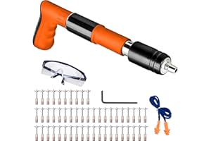 Caramote Mini Manual Nail Gun Set with 50 Pcs Nails Concrete Wall Fastening Tool Manual Steel Nail Gun 4 Gears Power Adjustable Wall Nail Shooting Machine for Cement Wall Wire Hider Fixture (Orange)
