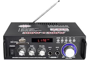 PROZOR Amplificateur Audio Stéréo Bluetooth 300W + 300W Mini Amplificateur Audio Numérique HiFi Musique SD USB FM 12V / 220V avec Télécommande IR